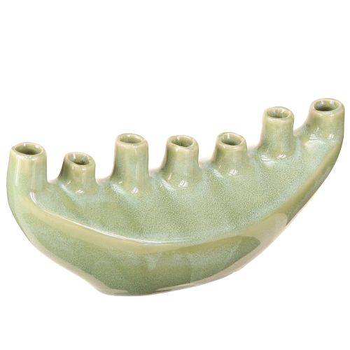 Article Vase décoratif en céramique en forme de bateau, vert clair, 23 x 8,5 x 11 cm