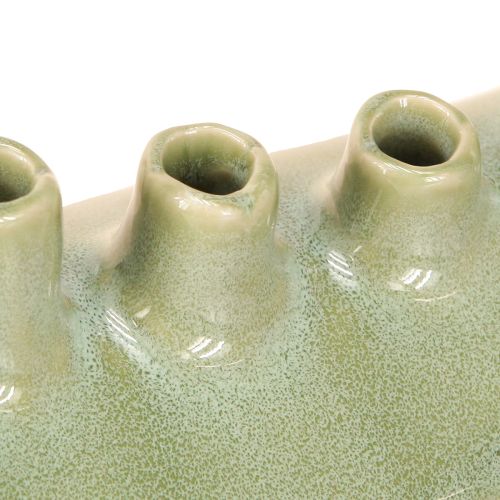Article Vase décoratif en céramique en forme de bateau, vert clair, 23 x 8,5 x 11 cm