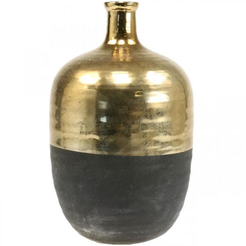 Article Vase Déco Vase Fleur Noir/Or Céramique Ø18cm H29cm