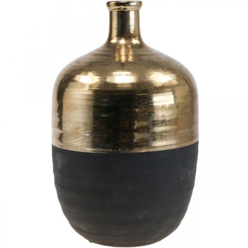Article Vase Décoratif Vase en Céramique Noir/Or Grand Ø21cm H37.5cm