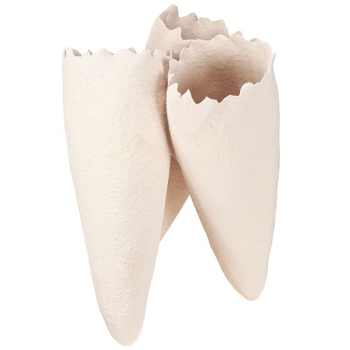 Floristik24 Vases décoratifs en forme de cône en céramique beige 14,5 cm x 15 x 21 cm