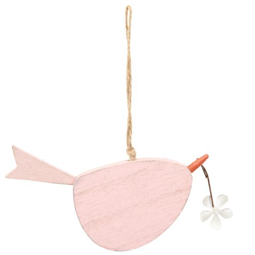 Article Oiseau décoratif décoration printanière décoration à suspendre bois rose 15×8,5cm