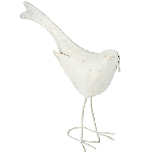 Article Oiseau décoratif en métal Figurine décorative vintage blanc doré 35x32,5cm