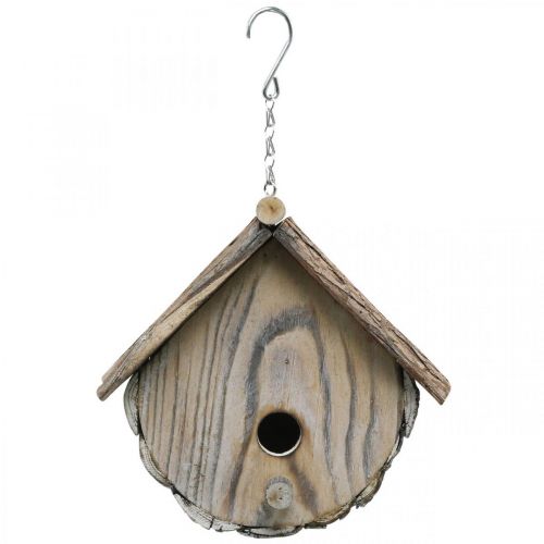 Floristik24 Nichoir décoratif en bois pour nichoir à oiseaux avec écorce naturelle blanc délavé H23cm W25cm