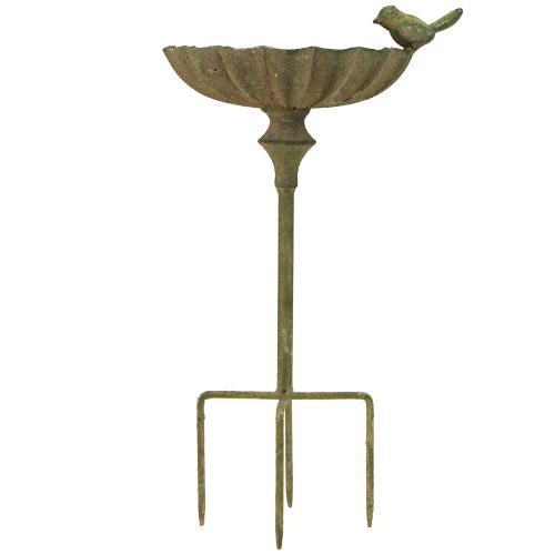 Article Bain d'oiseaux décoratif en métal vert antique Ø16,5 cm H34,5 cm
