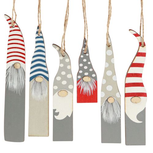 Floristik24 Nain décoratif décorations de sapin de Noël bois gris rouge 8-15cm 18 pcs