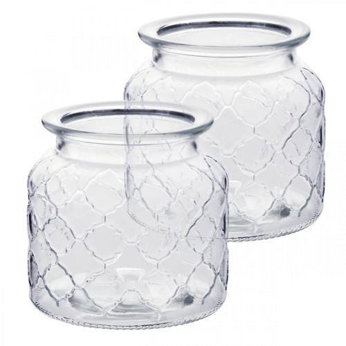 Floristik24 Motif décoratif de diamant de lanterne, récipient en verre, vase en verre, décoration de bougie 2pcs