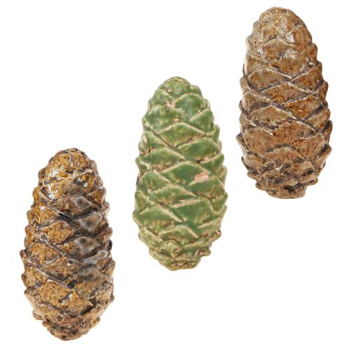 Cônes décoratifs en céramique assortis vert jaune marron 8,5 cm 6 pièces
