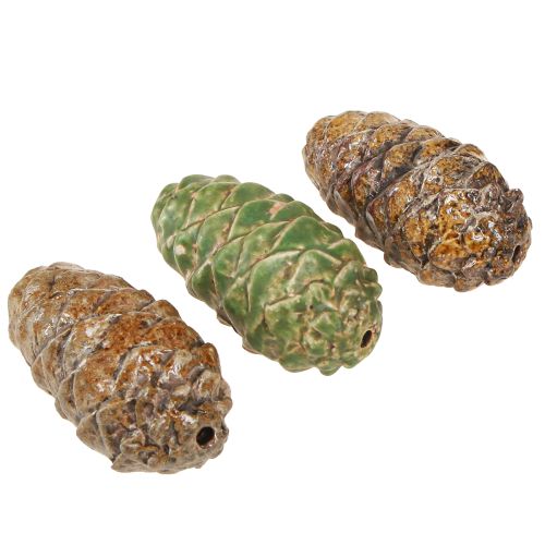 Article Cônes décoratifs en céramique assortis vert jaune marron 8,5 cm 6 pièces