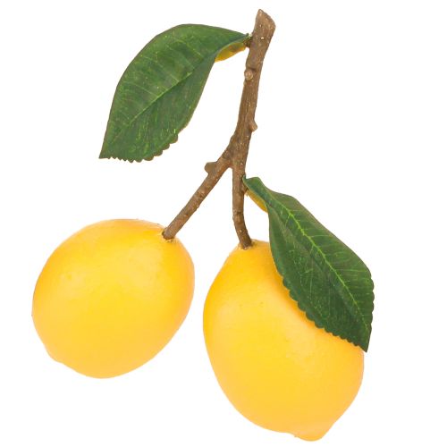 Citrons artificiels décoratifs 2 citrons sur une branche 16cm 3pcs