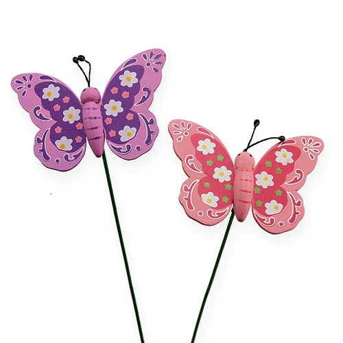 Floristik24 Papillon sur bâton 8cm 18pcs