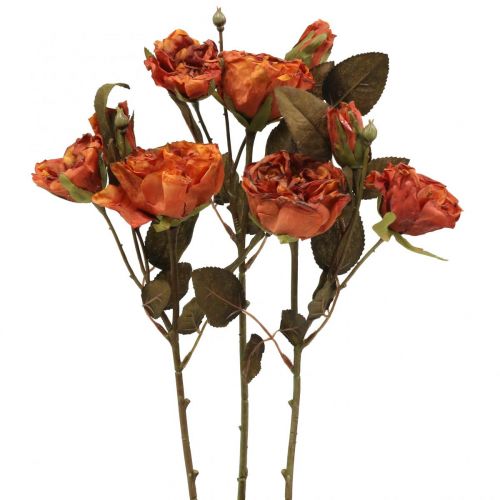 Article Bouquet de roses déco fleurs artificielles bouquet de roses orange 45cm 3pcs