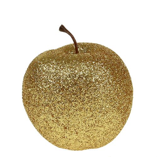 Floristik24 Pommes décoratives dorées avec paillettes Ø 6 cm 12 p.