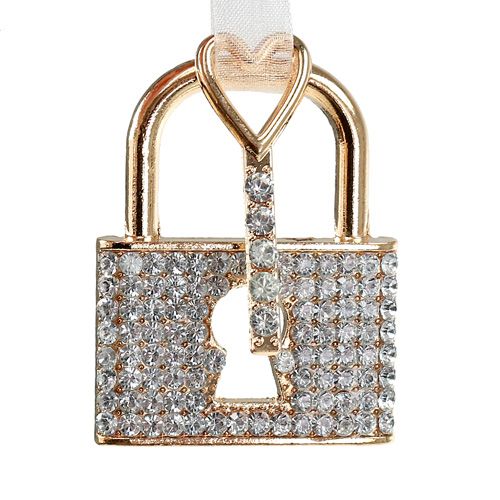 Floristik24 Attache cadenas avec clé 5 cm or/argent 2 P.