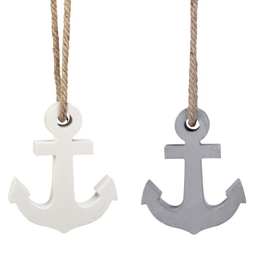 Floristik24 Ancre décorative béton maritime gris blanc 11,5cmx14cm 2pcs