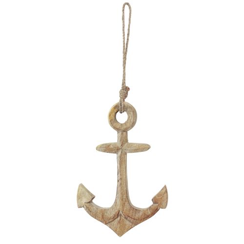 Pendentif décoratif ancre en bois naturel 41,5×16,5cm