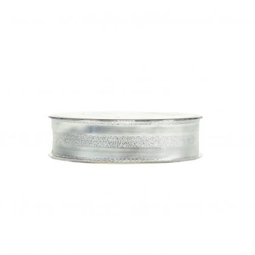 Article Ruban déco argent à rayures 25mm 20m