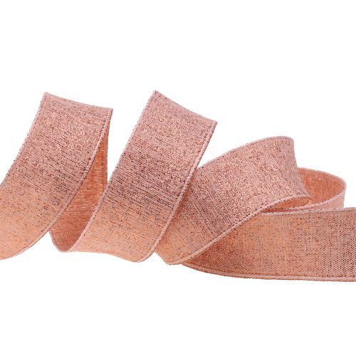Floristik24 Ruban décoratif avec mica cuivre 25mm 20m