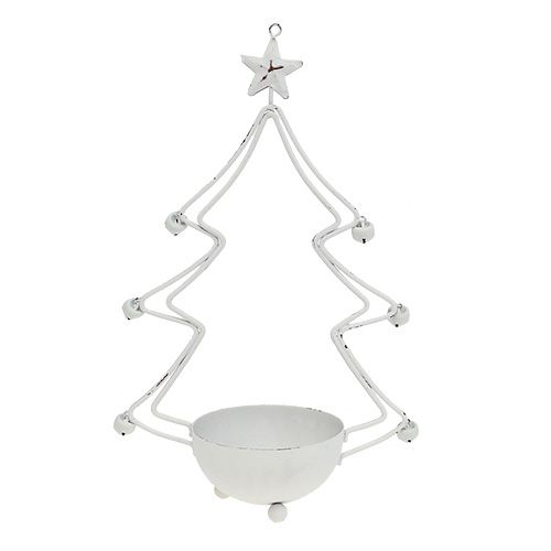 Floristik24 Arbre déco avec bol pour bougie chauffe-plat blanc 25cm 2pcs