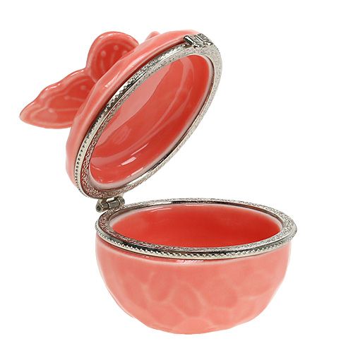 Floristik24 Boîte déco avec papillon saumon Ø6cm H6cm