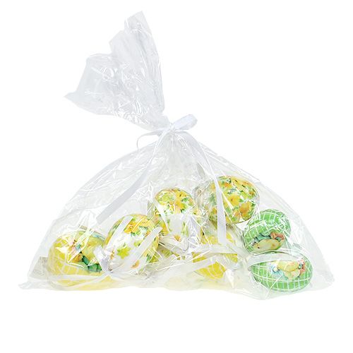 Floristik24 Oeufs décoratifs à suspendre jaune-vert 5-8cm 8pcs