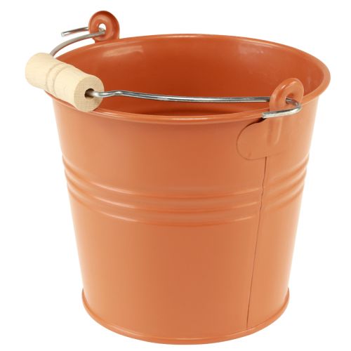 Floristik24 Jardinière seau déco métal marron orange Ø16cm H14,5cm 1,6L