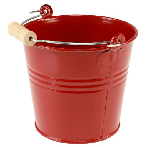 Article Jardinière seau déco métal rouge Ø16cm H14,5cm 1,6L