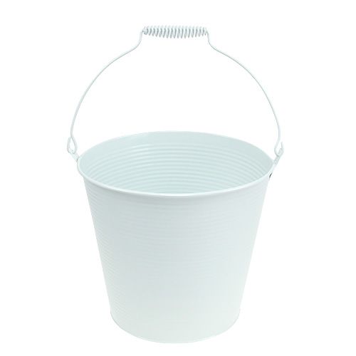 Floristik24 Seau décoratif blanc avec rainures Ø21cm H19cm 1p