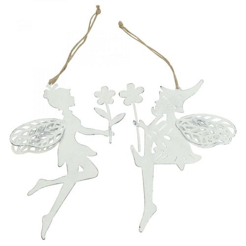 Article Elfes décoratifs décoration de fenêtre ressort métal blanc H20cm 4 pièces