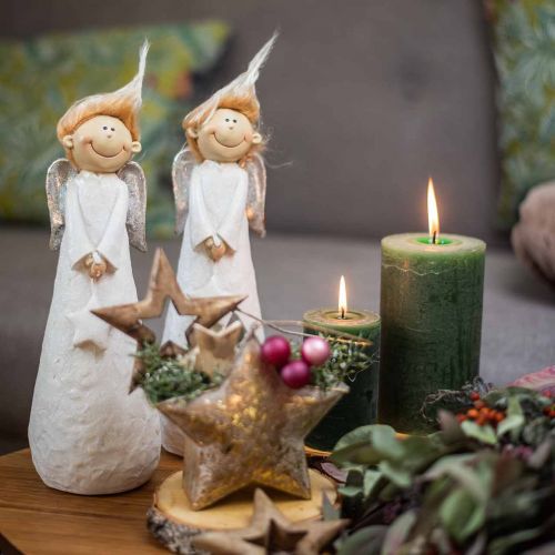 Floristik24 Figurine d'ange décorative Noël avec étoile blanche 10 × 8 × 28,5cm