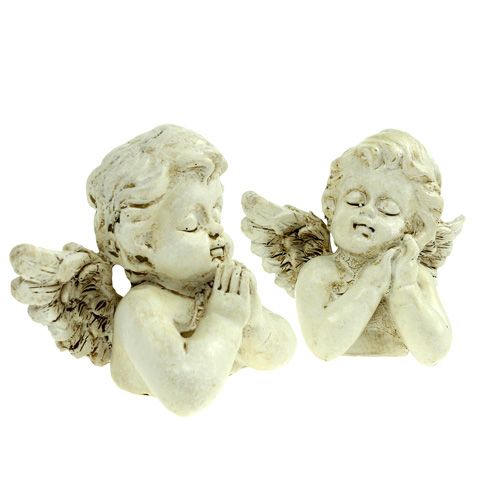 Article Figurine ange en prière Déco pour cimetière Crème 9cm 8 pcs