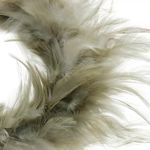 Floristik24 Couronne de plumes décoratives grise Ø10,5cm Décoration de Pâques vraies plumes