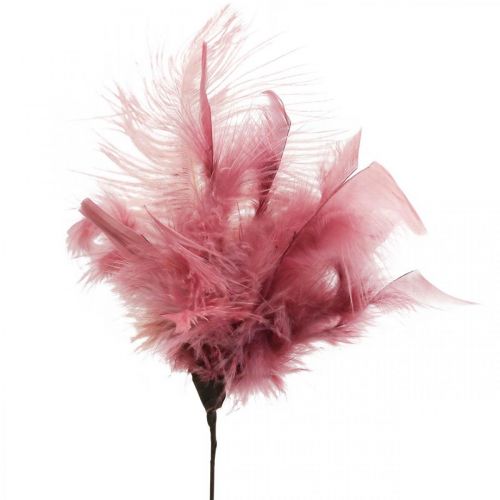 Article Plumes décoratives sur bâton Plumes d'oiseaux Blanc/Crème/Vieux Rose 3 Pièces