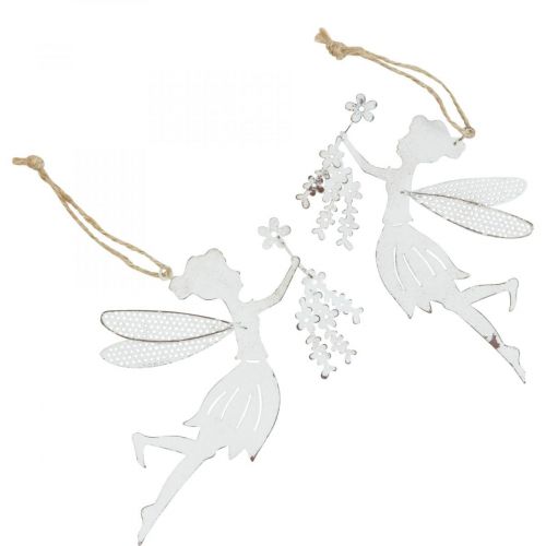 Décoration de fenêtre féerique décorative printemps métal elfe blanc 15×10cm 2 pcs