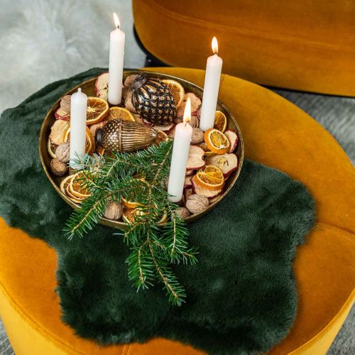 Floristik24 Tapis décoratif en fourrure fausse fourrure verte 55×38cm