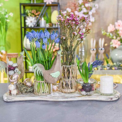 Figurine décorative coq bois, métal vert décoration de table Pâques H23cm | Floristik24.be