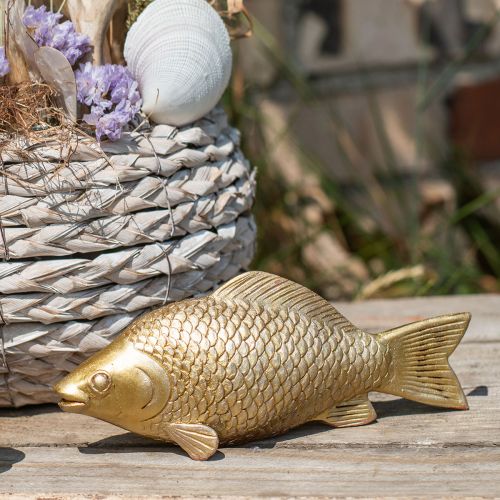 Floristik24 Statue Poisson Décoratif Doré Sculpture Poisson Polyrésine Petit L18cm