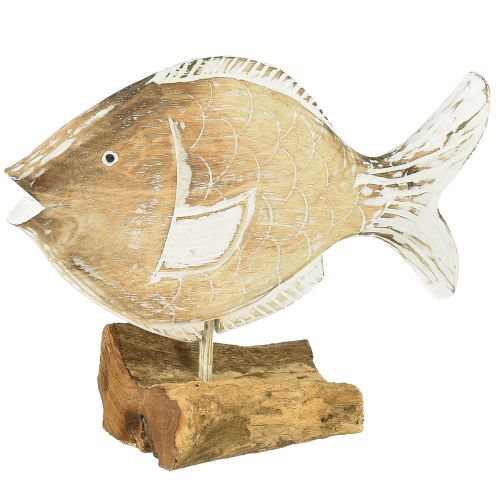 Support en bois poisson décoratif sur racine décoration maritime 27cm