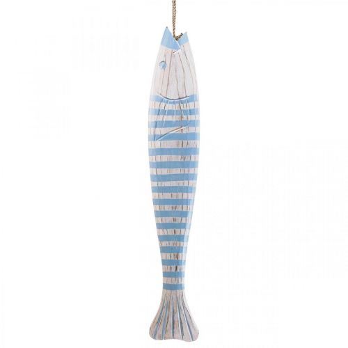 Poisson déco bois poisson en bois à suspendre bleu clair H57,5cm