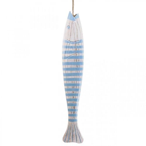 Floristik24 Poisson déco bois poisson en bois à suspendre bleu clair H57,5cm