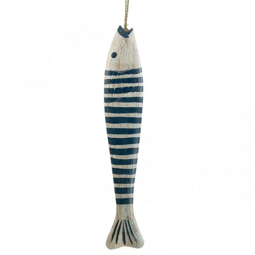 Floristik24 Déco poisson bois Poisson en bois à suspendre Bleu foncé H57,5cm