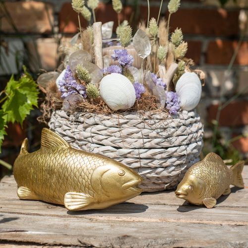 Floristik24 Poisson déco à poser, sculpture poisson polyrésine doré grand L25cm