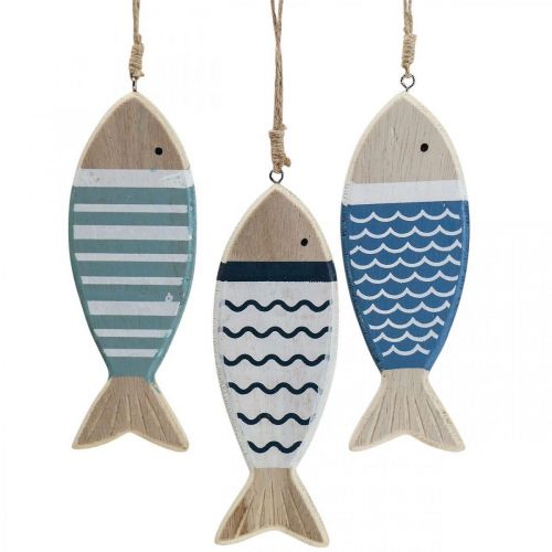 Floristik24 Déco poisson, décoration poisson en bois, pendentif poisson bois 15cm 3pcs