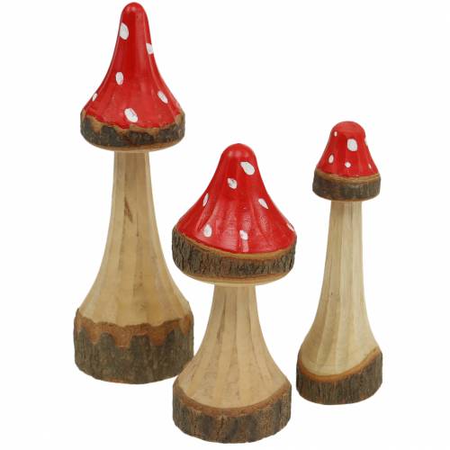 Floristik24 Tabourets décoratifs en bois rouge, naturel 13,5cm - 19cm 3pcs