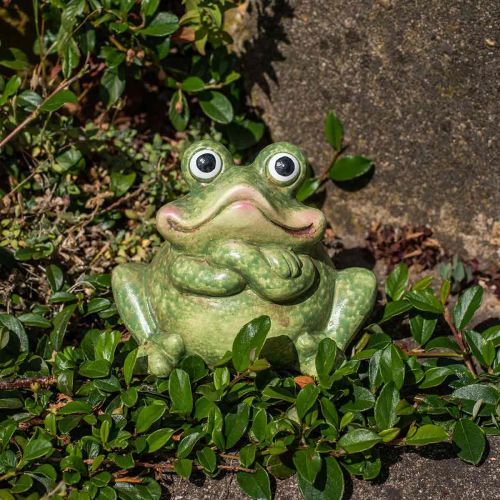 Floristik24 Couple de grenouilles en céramique, couple de grenouilles en céramique, décoration d&#39;été 14cm 2pcs