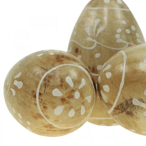 Floristik24 Oeufs en bois, oeufs décoratifs, oeufs de Pâques en bois de manguier 8×5cm 6 pcs