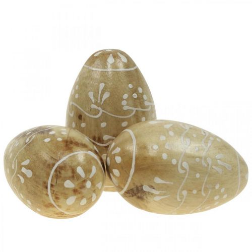 Floristik24 Oeufs en bois, oeufs décoratifs, oeufs de Pâques en bois de manguier 8×5cm 6 pcs