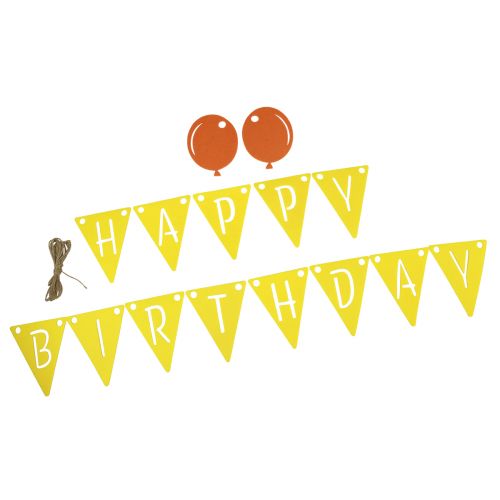Guirlande décorative de chaîne de fanions d&#39;anniversaire en feutre jaune orange 300cm
