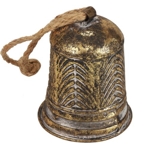 Floristik24 Cloche décorative en métal, décoration cloche de Noël aspect anik doré Ø10,5cm×13cm