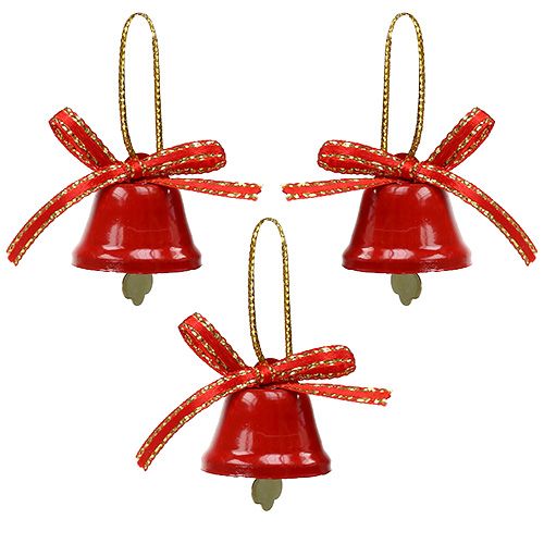 Floristik24 Cloche déco rouge 2.5cm 12pcs